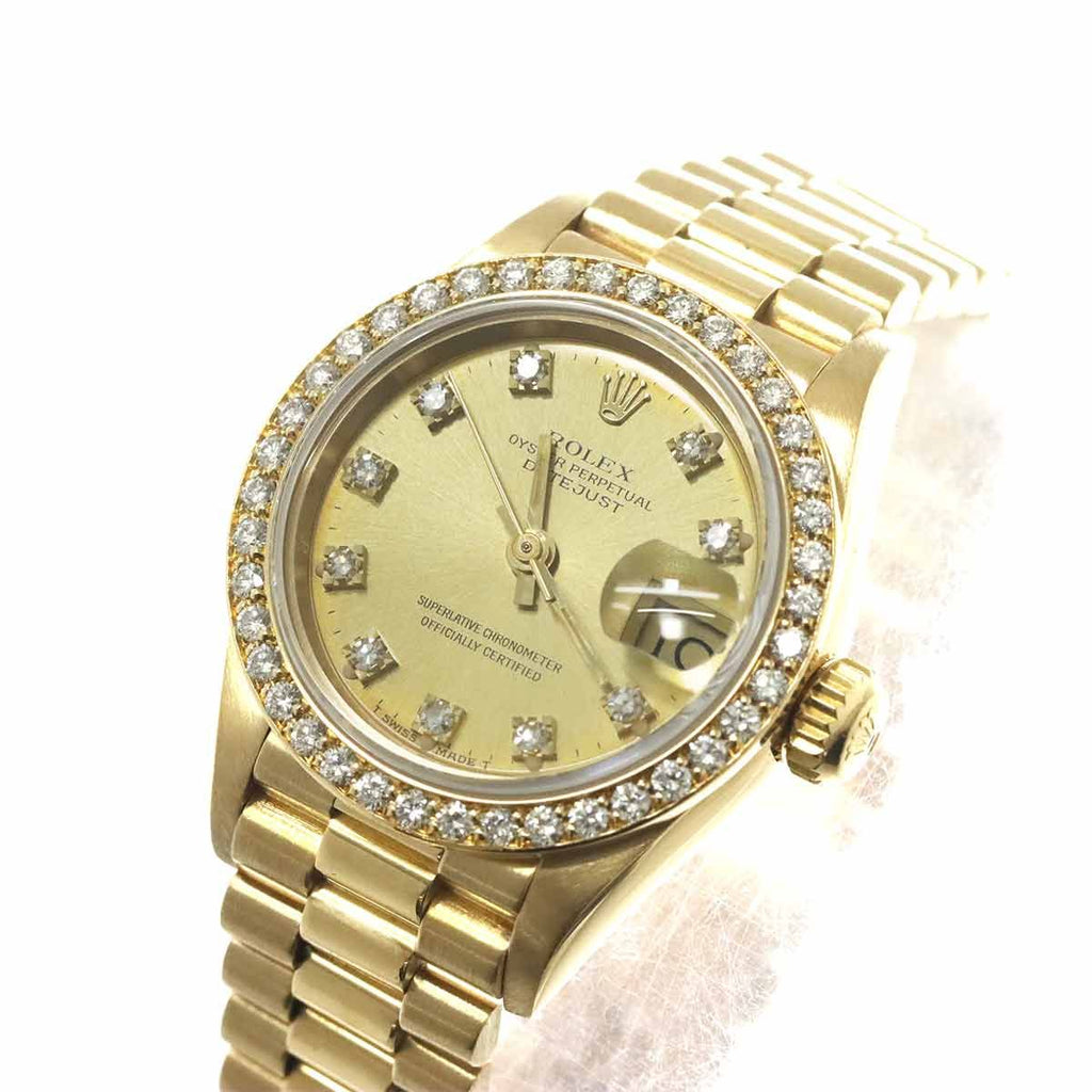 Rolex Datejust No 9 Diamond Bezel Watch 18k Yellow Gold Automatic Winding — view 7
