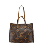 Louis Vuitton Monogram Reverse On The Go GM Tote Shoulder Bag Brown Leather