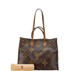 Louis Vuitton Monogram Reverse On The Go GM Tote Shoulder Bag Brown Leather — view 8