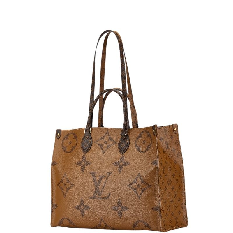 Louis Vuitton Monogram Reverse On The Go GM Tote Shoulder Bag Brown Leather — view 2