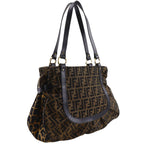 Fendi Zucca Leopard Nylon Canvas Brown Tote — view 3