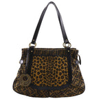 Fendi Zucca Leopard Nylon Canvas Brown Tote