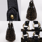 Fendi Zucca Leopard Nylon Canvas Brown Tote — view 9