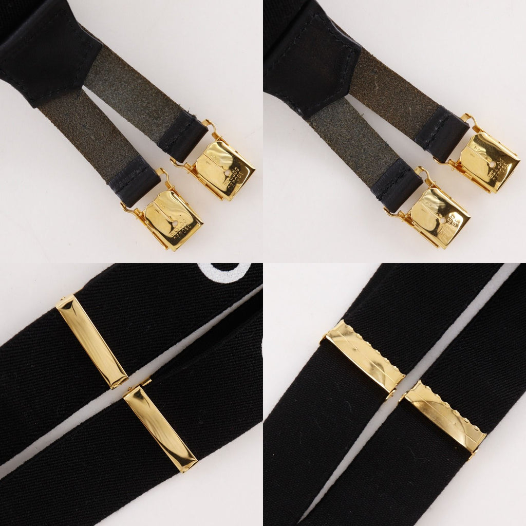 Chanel Logo Rubber Leather Gold Plated Black Suspenders — view 5