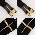 Chanel Logo Rubber Leather Gold Plated Black Suspenders — view 5