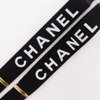 Chanel Logo Rubber Leather Gold Plated Black Suspenders — view 4