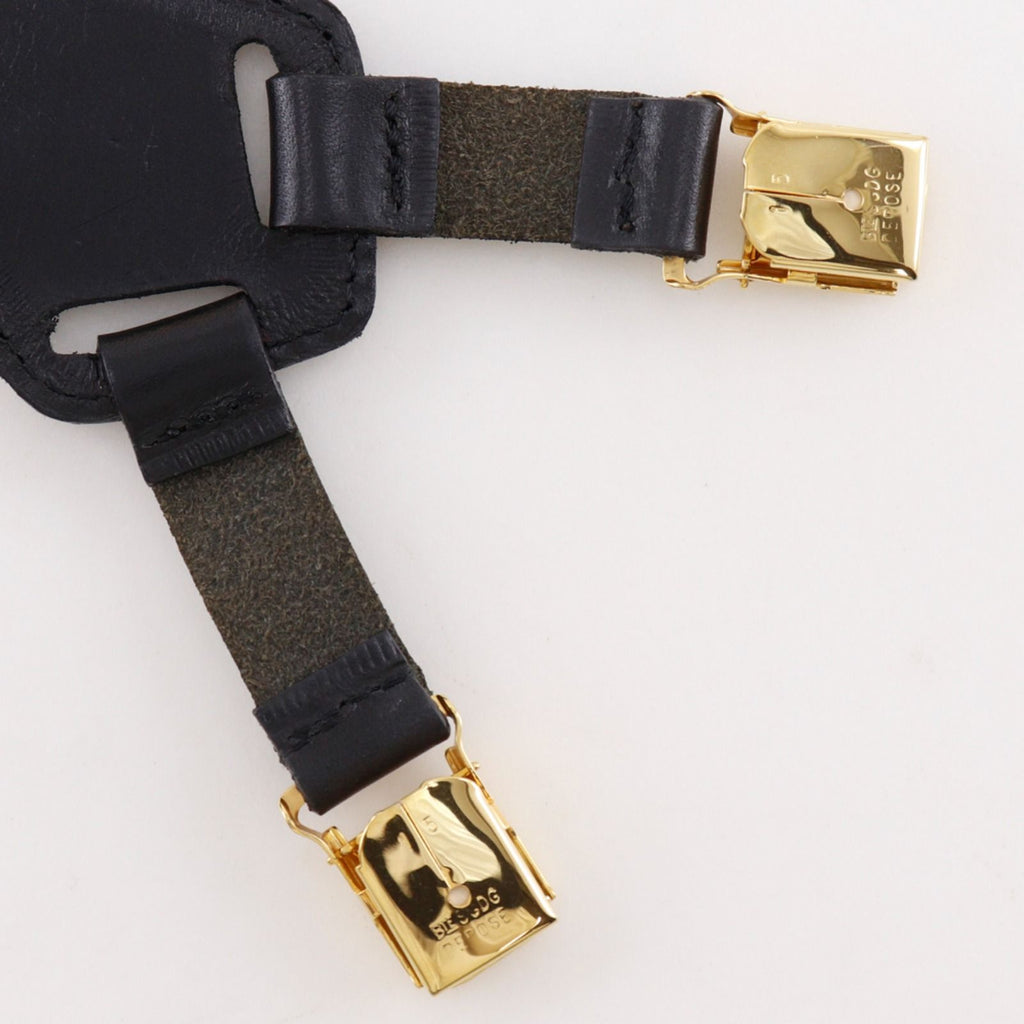 Chanel Logo Rubber Leather Gold Plated Black Suspenders — view 7