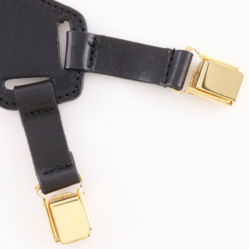 Chanel Logo Rubber Leather Gold Plated Black Suspenders — view 8