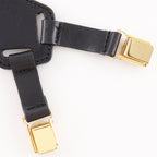 Chanel Logo Rubber Leather Gold Plated Black Suspenders — view 8