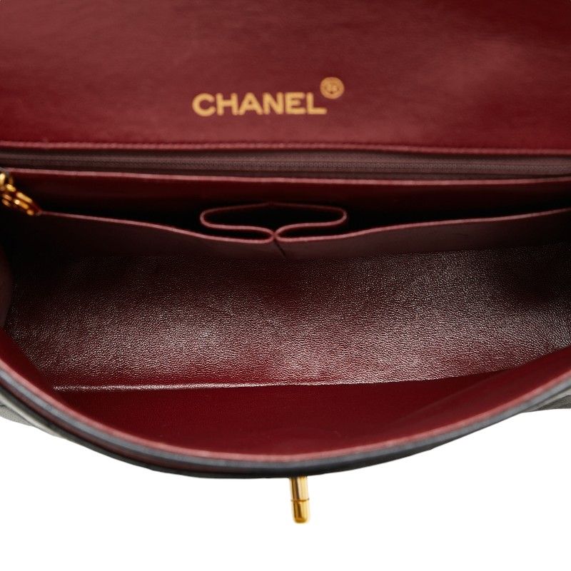 Chanel Quilted 25 CC Logo Double Flap Chain Shoulder Bag Black Lambskin — view 7