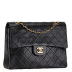 Chanel Quilted 25 CC Logo Double Flap Chain Shoulder Bag Black Lambskin — view 2