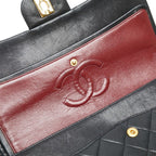 Chanel Quilted 25 CC Logo Double Flap Chain Shoulder Bag Black Lambskin — view 6