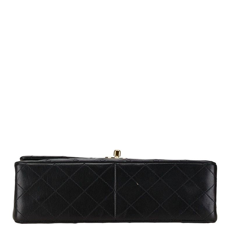 Chanel Quilted 25 CC Logo Double Flap Chain Shoulder Bag Black Lambskin — view 4