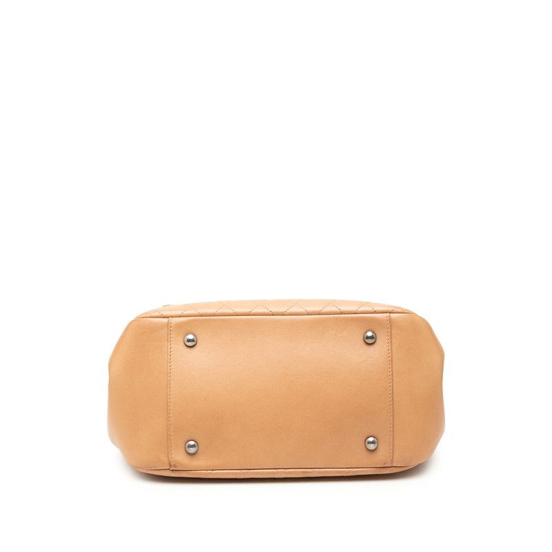 Chanel CC Logo Boy Quilted Chain Shoulder Bag Beige Lambskin — view 3