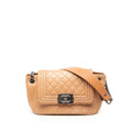Chanel CC Logo Boy Quilted Chain Shoulder Bag Beige Lambskin