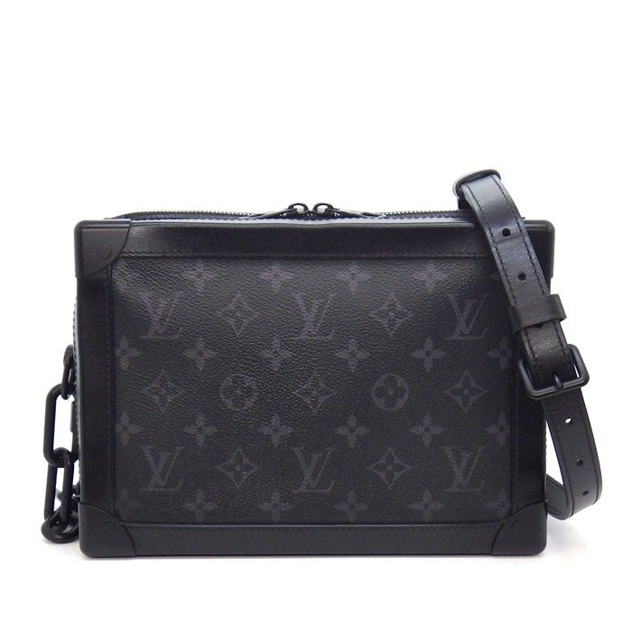 Louis Vuitton Shoulder Bag Soft Trunk Black Gray Monogram Eclipse Leather