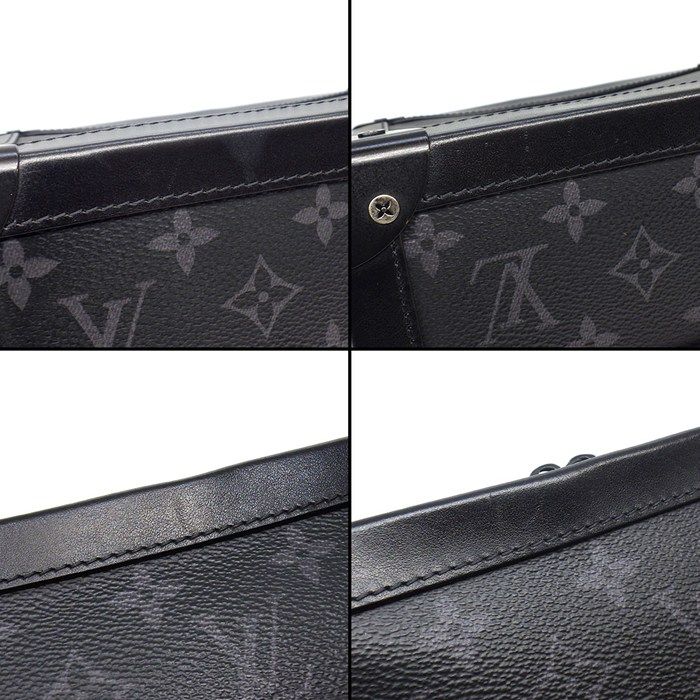Louis Vuitton Shoulder Bag Soft Trunk Black Gray Monogram Eclipse Leather — view 9