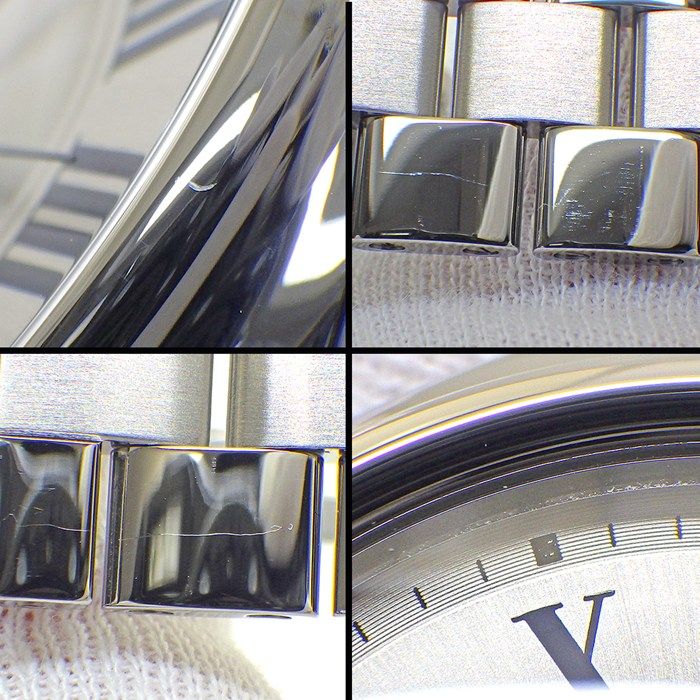 Cartier Watch Cles Date Back Skew Silver Guilloche Dial Roman Index SS Automatic — view 7