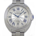 Cartier Watch Cles Date Back Skew Silver Guilloche Dial Roman Index SS Automatic