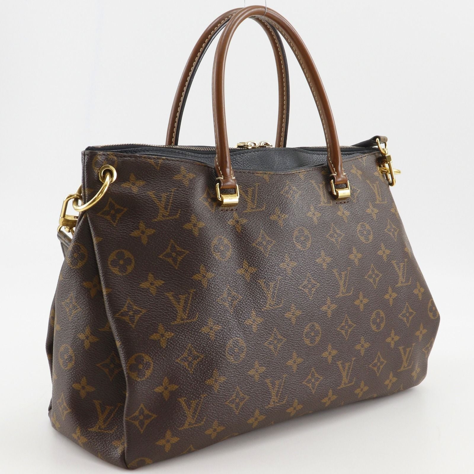 Louis Vuitton Pallas MM 2-Way Shoulder Monogram Canvas Noir Brown Black Handbag — view 3