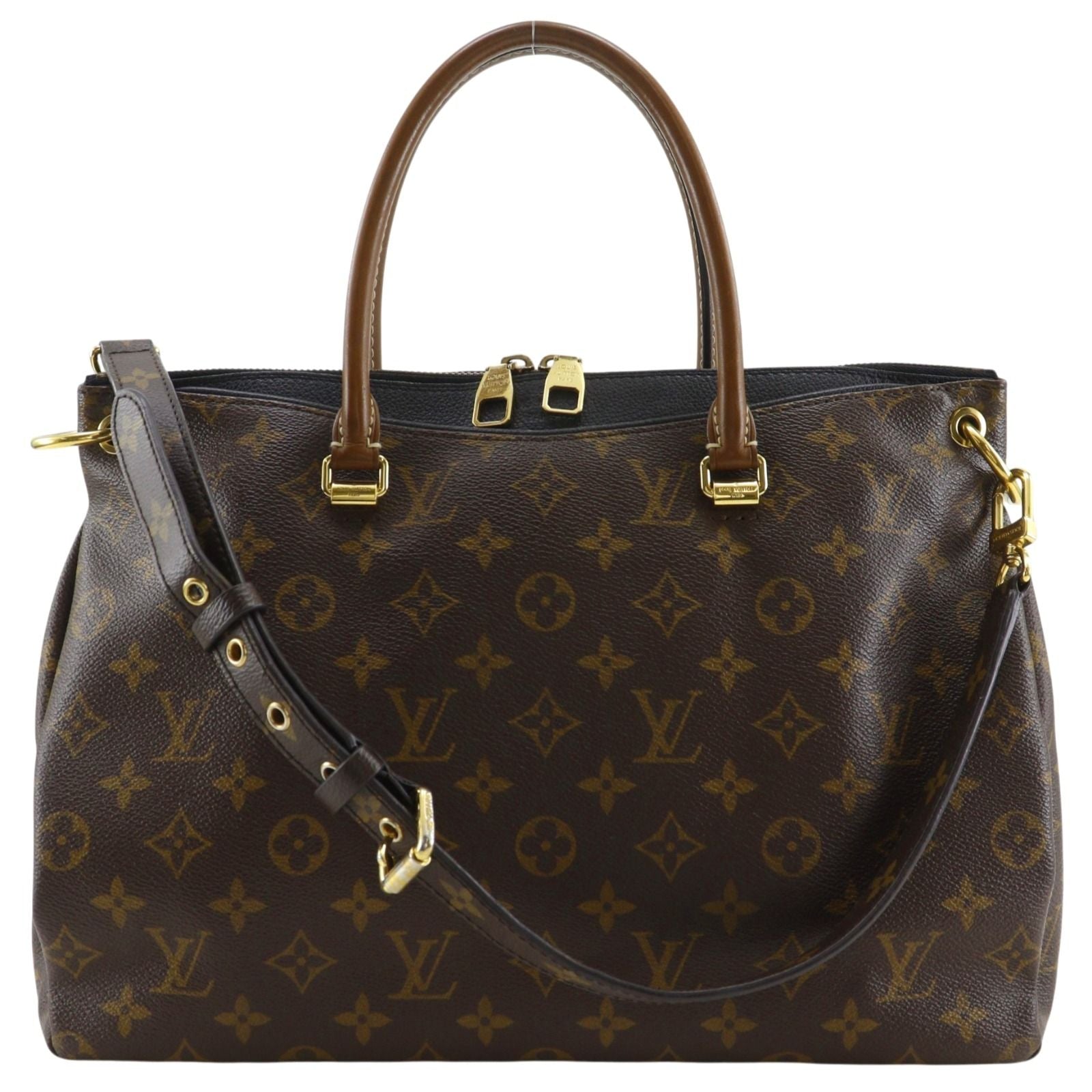 Louis Vuitton Pallas MM 2-Way Shoulder Monogram Canvas Noir Brown Black Handbag