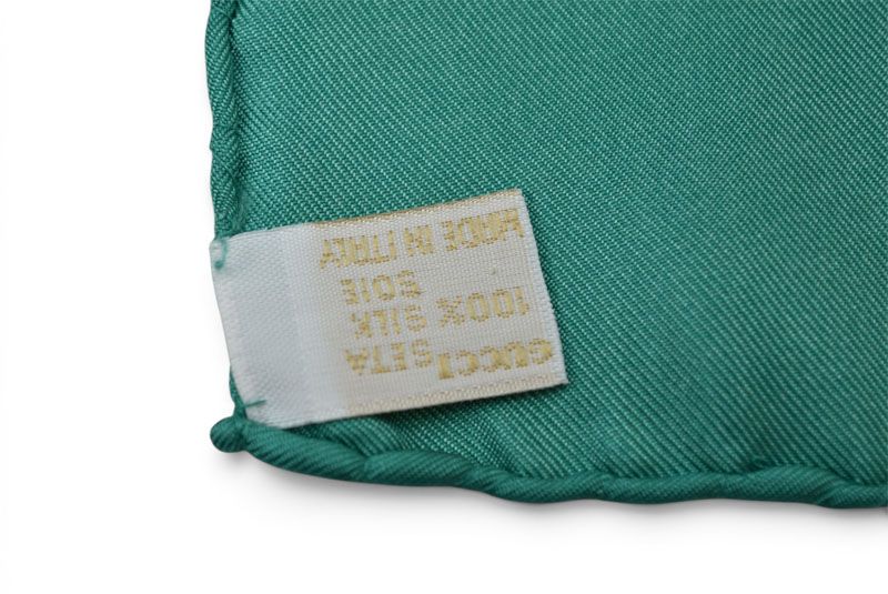 Gucci Scarf Vintage Silk Tropical Fish Motif Green White — view 8