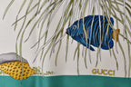 Gucci Scarf Vintage Silk Tropical Fish Motif Green White — view 5