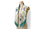 Gucci Scarf Vintage Silk Tropical Fish Motif Green White — view 2