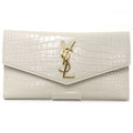 Saint Laurent Uptown Large Flap Wallet Embossed Leather Off White
