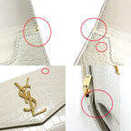 Saint Laurent Uptown Large Flap Wallet Embossed Leather Off White — view 6