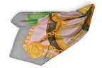 Celine Scarf Vintage Carriage Wheel Silk Silver Pink — view 3