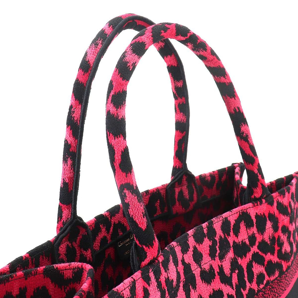 Dior Book Tote Leopard Canvas Pink Black — view 8