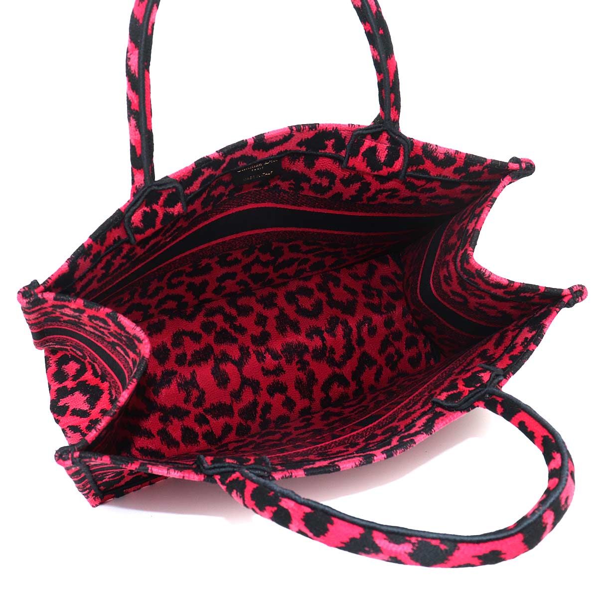 Dior Book Tote Leopard Canvas Pink Black — view 6