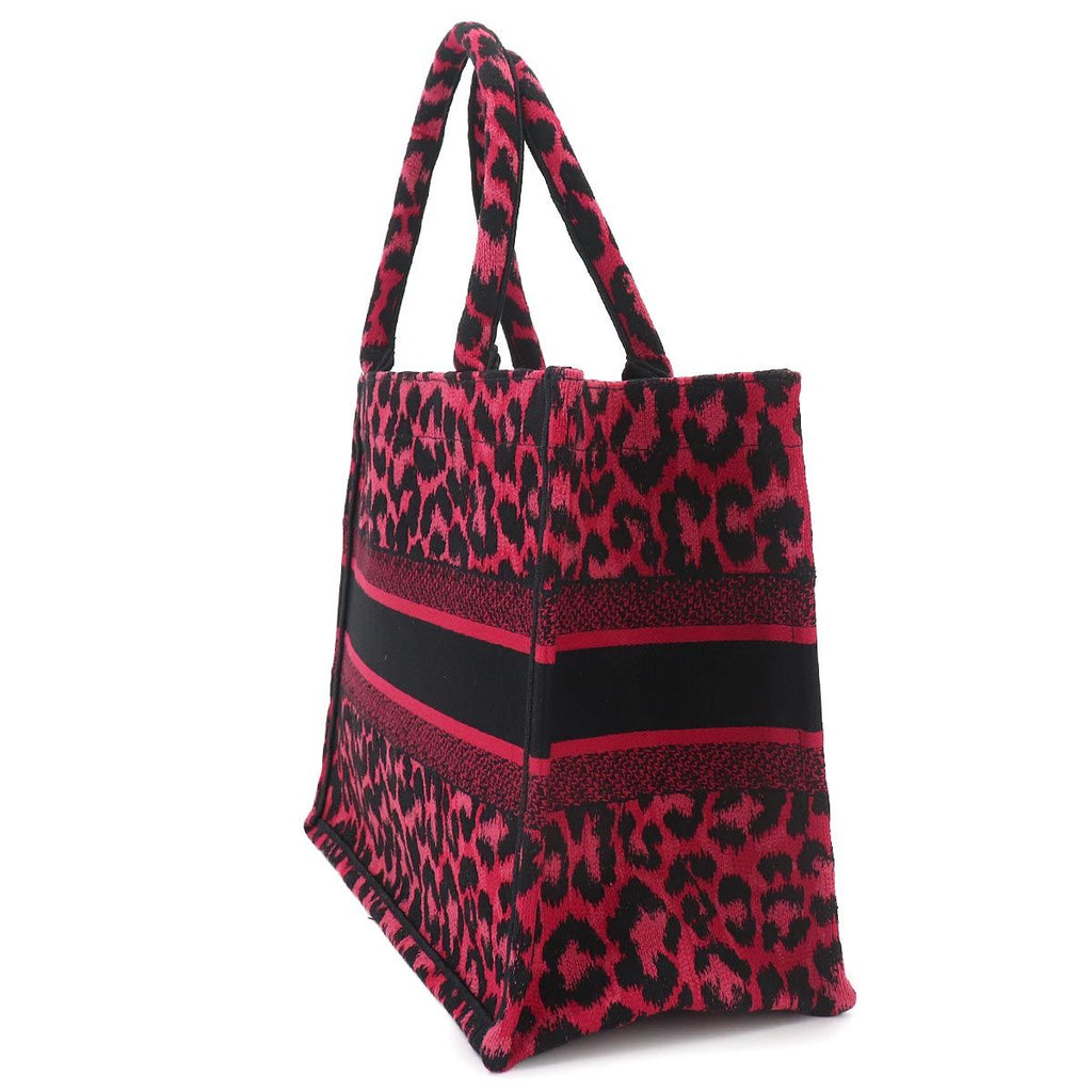 Dior Book Tote Leopard Canvas Pink Black — view 3