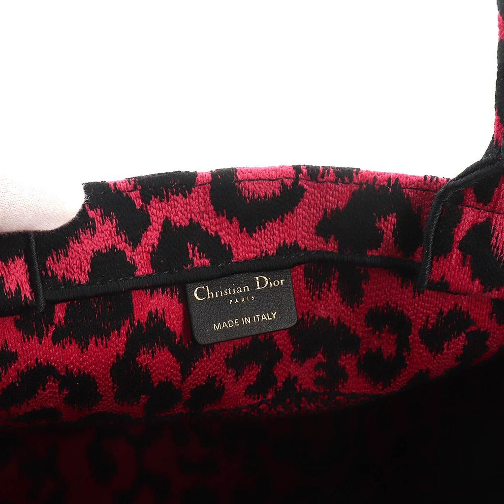 Dior Book Tote Leopard Canvas Pink Black — view 7