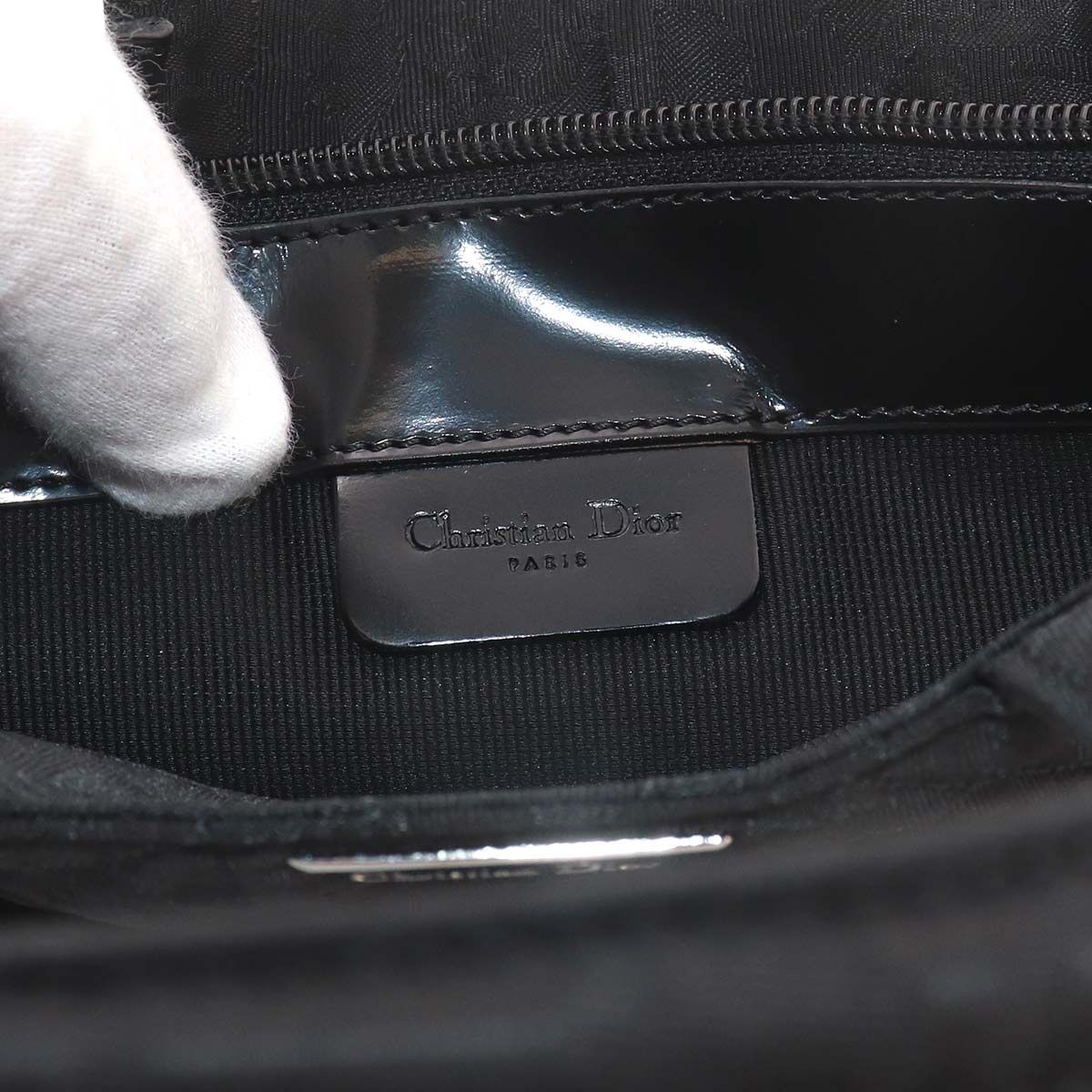 Dior Trotter Mini Hand Bag Nylon Leather Black Silver — view 8