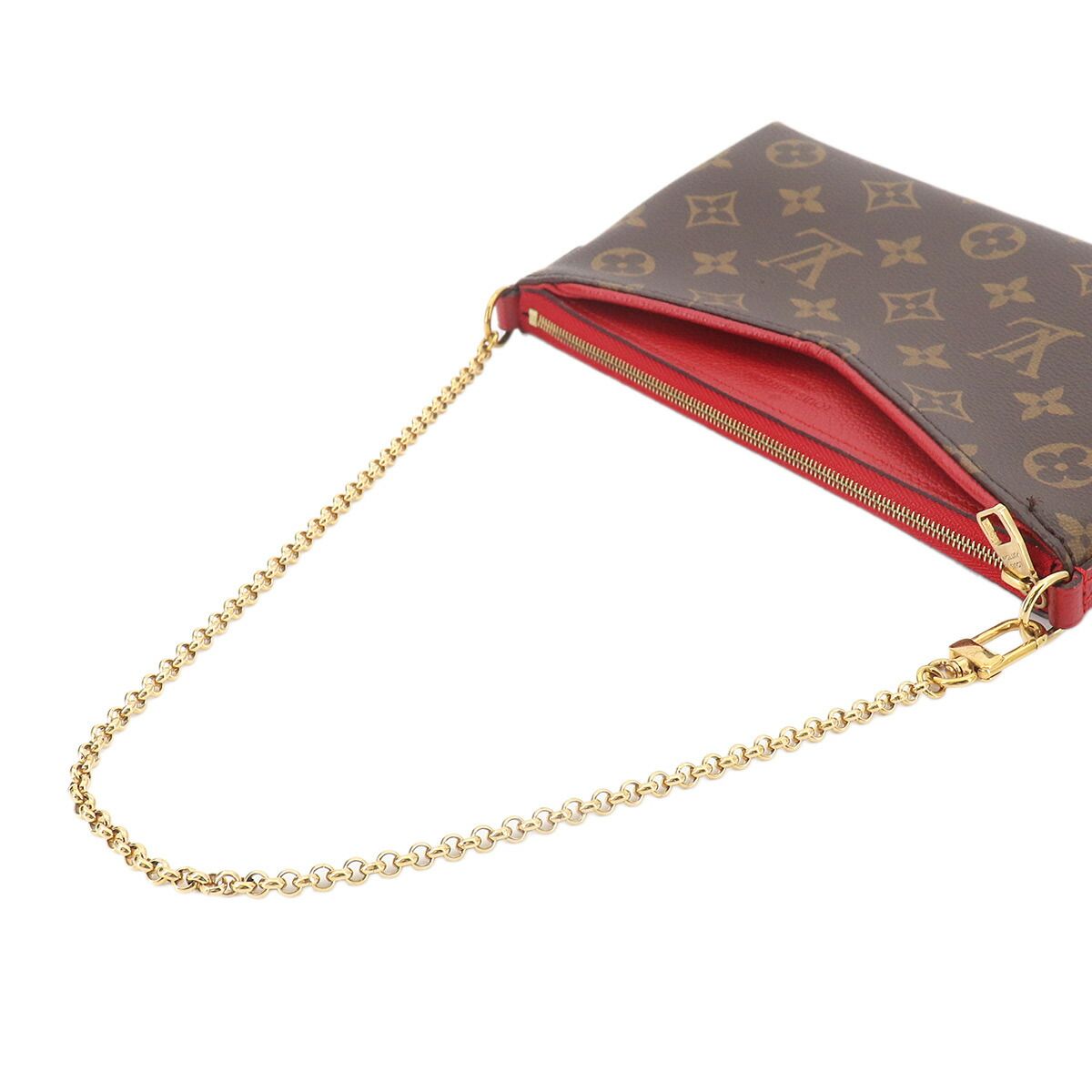 Louis Vuitton Monogram Pallas Clutch Chain Shoulder Bag Brown Cerise — view 6