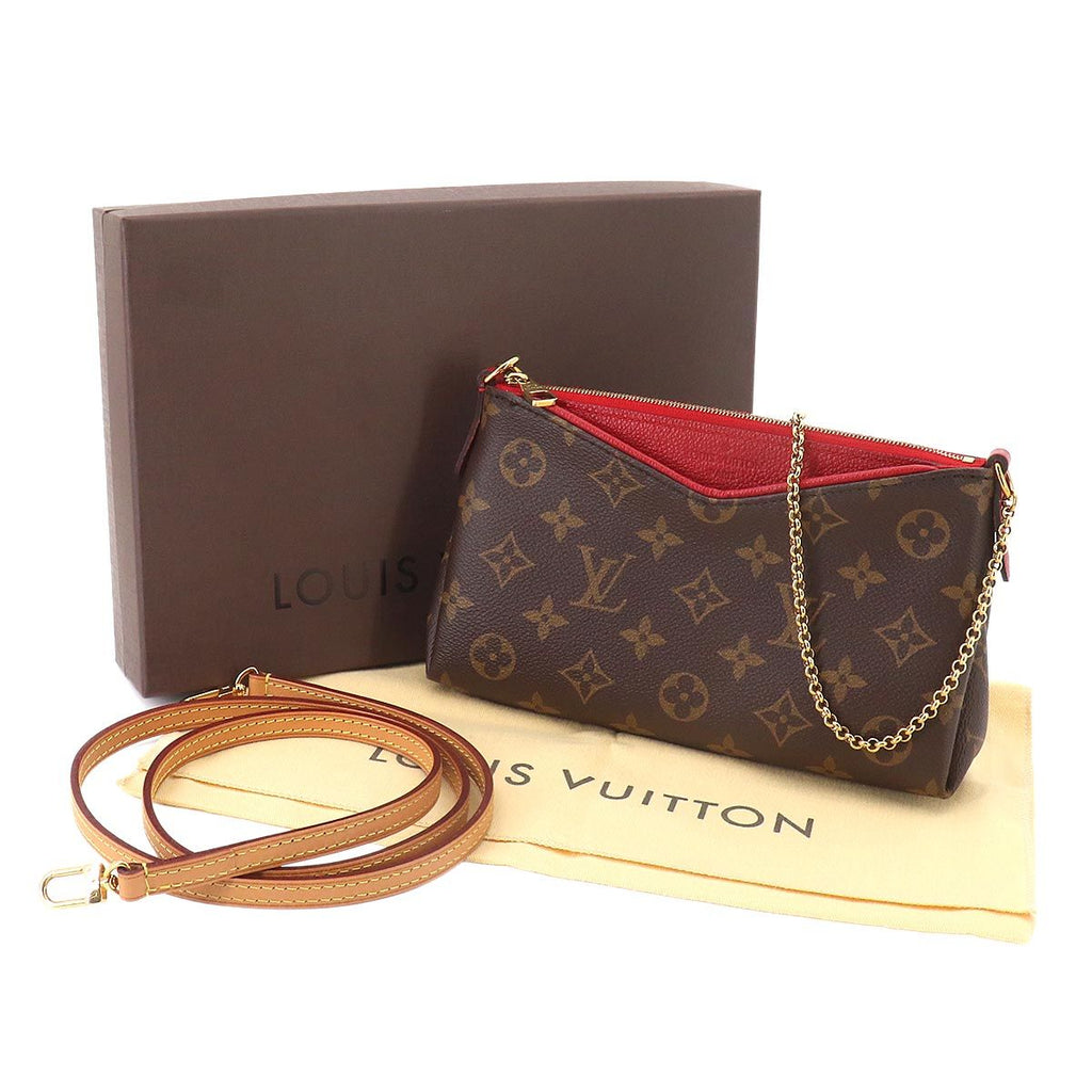 Louis Vuitton Monogram Pallas Clutch Chain Shoulder Bag Brown Cerise — view 2