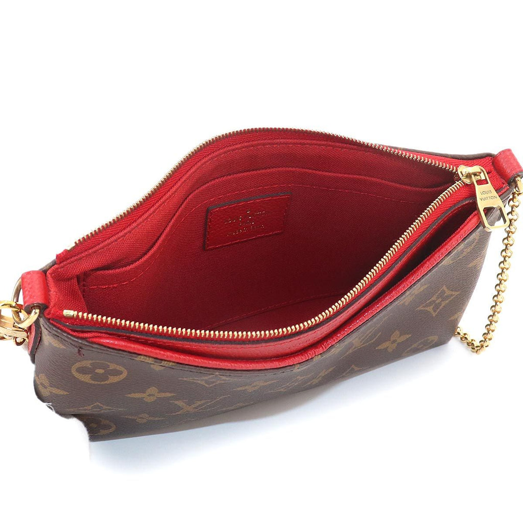 Louis Vuitton Monogram Pallas Clutch Chain Shoulder Bag Brown Cerise — view 7