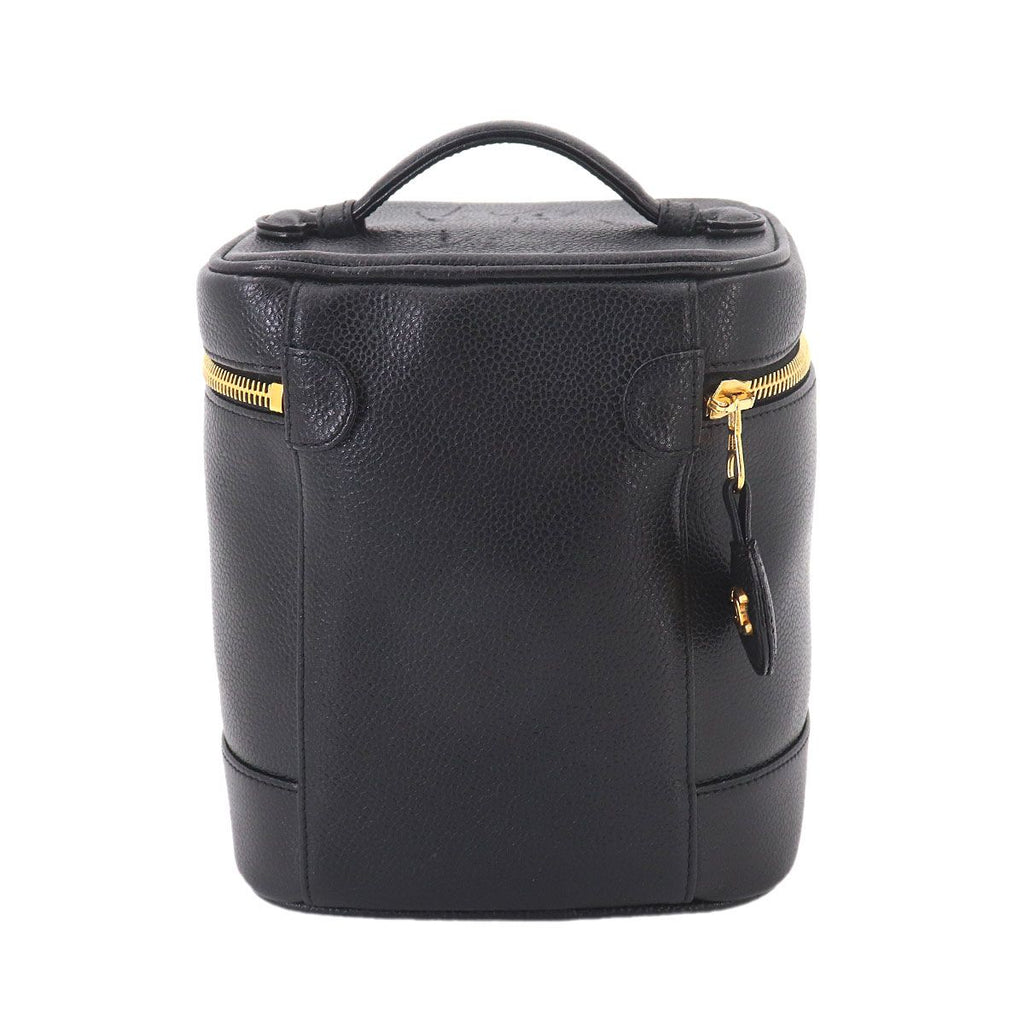 Chanel Vanity Hand Bag Caviar Leather Black CC Logo Gold — view 3