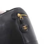 Chanel Vanity Hand Bag Caviar Leather Black CC Logo Gold — view 9