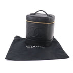 Chanel Vanity Hand Bag Caviar Leather Black CC Logo Gold — view 2