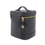 Chanel Vanity Hand Bag Caviar Leather Black CC Logo Gold — view 4