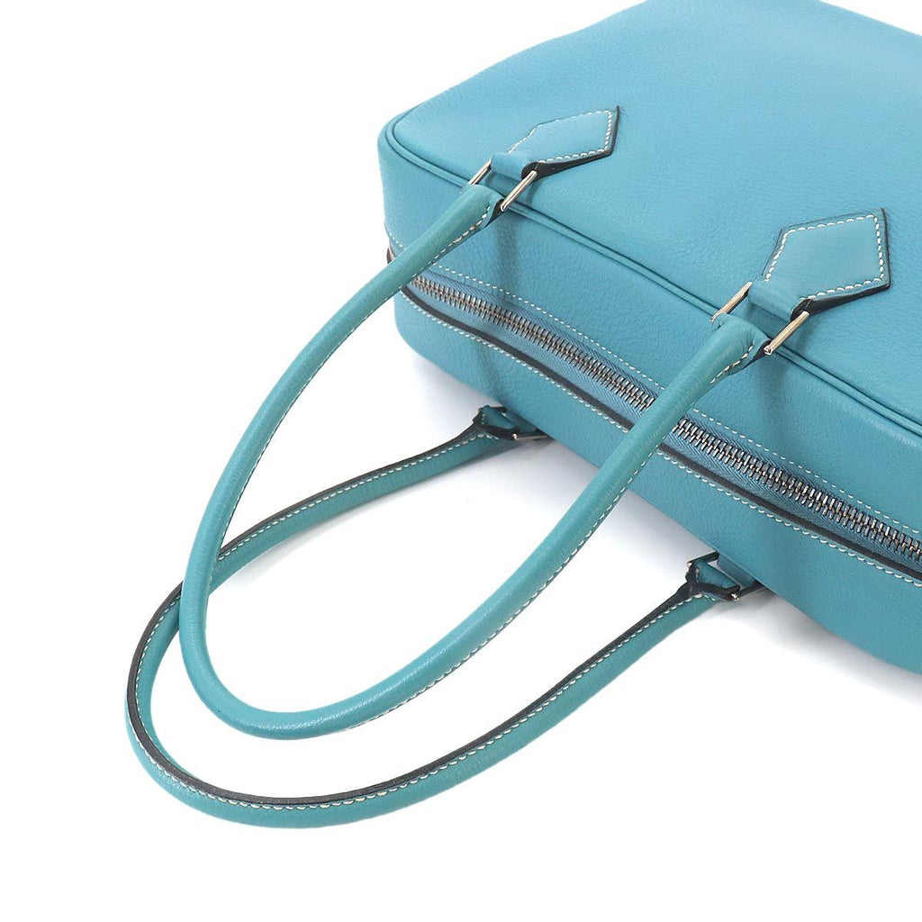 Hermes Plume 28 Hand Bag Togo Blue Jean Silver — view 5