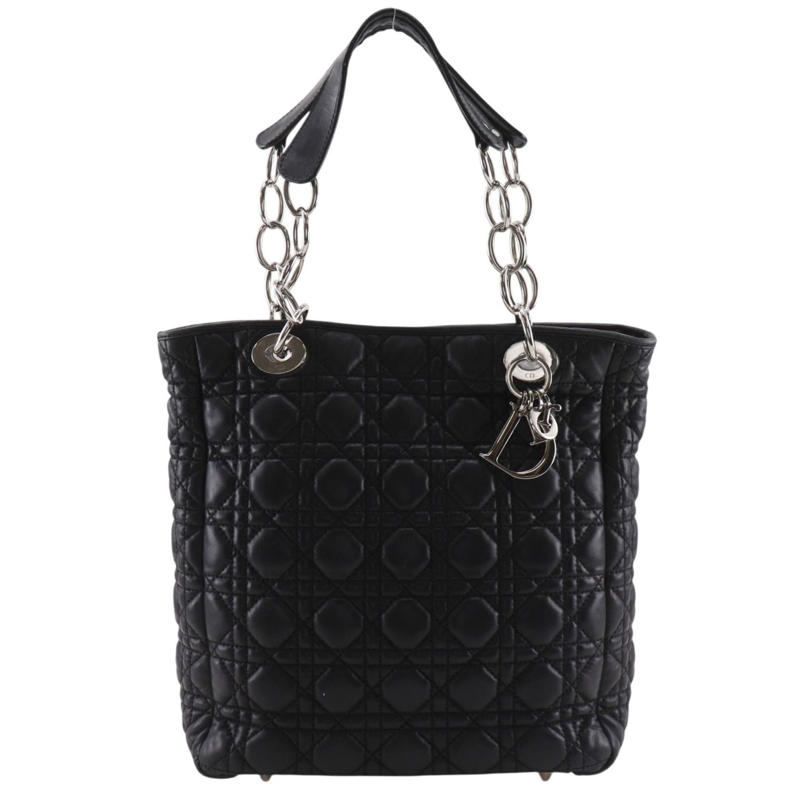 Dior Lady Cannage Chain Tote Lambskin Black