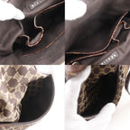 Celine Macadam Pattern Embossed Leather Nylon Brown Tote — view 7