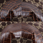 Celine Macadam Pattern Embossed Leather Nylon Brown Tote — view 4