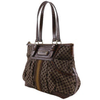 Celine Macadam Pattern Embossed Leather Nylon Brown Tote — view 2