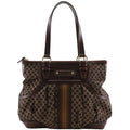 Celine Macadam Pattern Embossed Leather Nylon Brown Tote