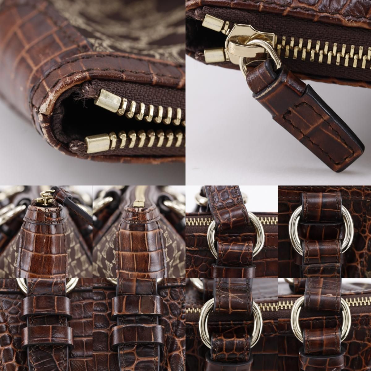 Celine Macadam Pattern Embossed Leather Nylon Brown Tote — view 9